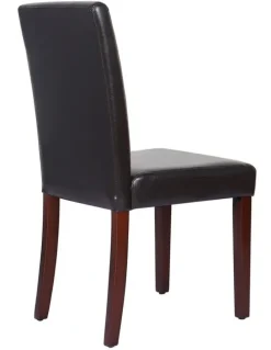 Melbournians Furniture Solid Wooden PU Leather Dining Chairs 2x in Brown