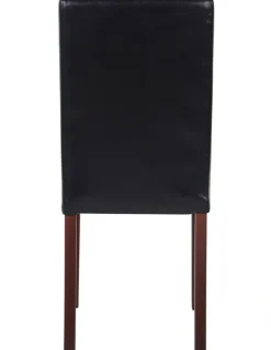 Melbournians Furniture Solid Wooden PU Leather Dining Chairs 2 Piece in Black