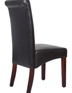 Melbournians Furniture Solid Wooden PU Leather Dining Chairs 2x in Brown