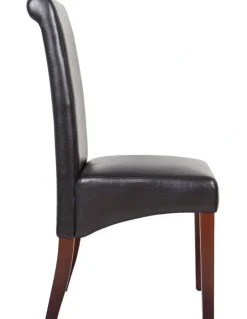 Melbournians Furniture Solid Wooden PU Leather Dining Chairs 2x in Brown