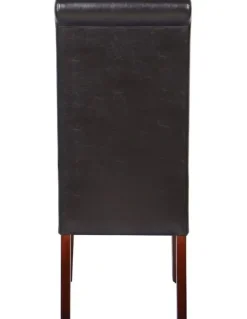 Melbournians Furniture Solid Wooden PU Leather Dining Chairs 2x in Brown