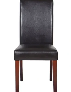 Melbournians Furniture Solid Wooden PU Leather Dining Chairs 2x in Brown