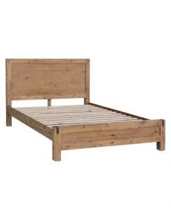 Melbournians Furniture Solid Acacia Bed Queen Frame in oak