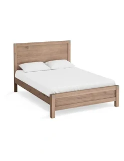 Melbournians Furniture Solid Acacia Bed Queen Frame in oak