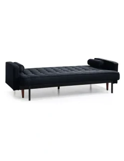Melbournians Furniture Tufted Velvet Sofa Bed 3 Seater in Black