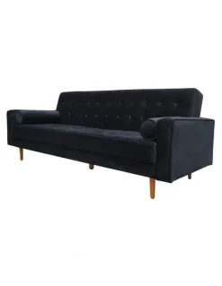 Melbournians Furniture Tufted Velvet Sofa Bed 3 Seater in Black