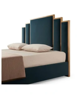 Melbournians Furniture Velvet Turquoise Fabric King Bed Frame in Blue
