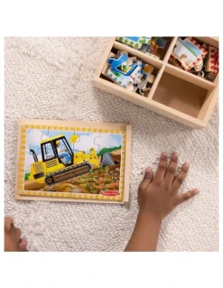 Melissa & Doug Construction Vehicles 4 in1 Wooden Jigsaw Puzzle