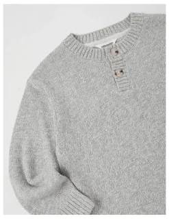 Milkshake Button up Jumper in Grey Marle