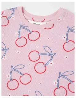 Milkshake Cherry Short Sleeve T-Shirt & Pants Pyjamas in Blush
