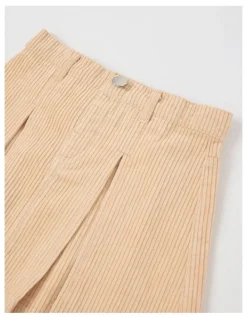 Milkshake Cord Pleated Skirt in Brown