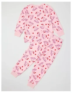 Milkshake Cosy Knit Cherry Pyjamas in Baby Pink