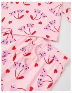 Milkshake Cosy Knit Cherry Pyjamas in Baby Pink
