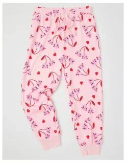 Milkshake Cosy Knit Cherry Pyjamas in Baby Pink