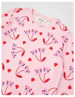 Milkshake Cosy Knit Cherry Pyjamas in Baby Pink