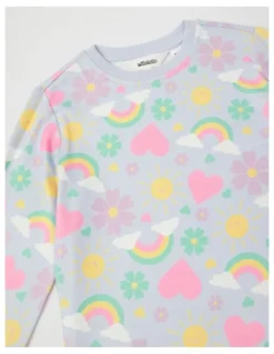 Milkshake Cosy Knit Flower Pyjamas in Light Blue