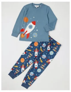 Milkshake Cosy Knit Space Pyjamas in Mustard