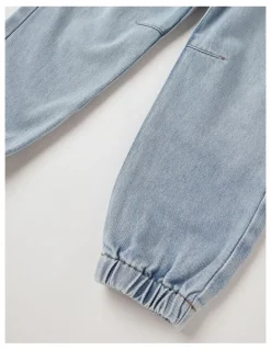 Milkshake Denim Cargo Pull On Jean in Light Denim