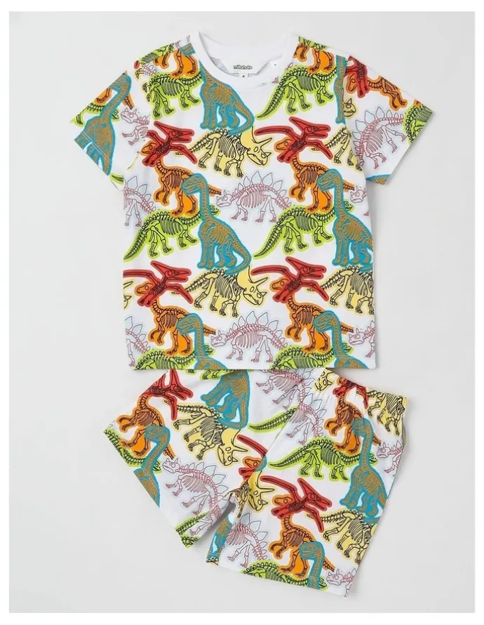 Milkshake Dino Jersey Pyjamas in Assorted