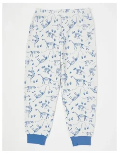 Milkshake Dino Short Sleeve T-Shirt & Pants Pyjamas in Bright Blue
