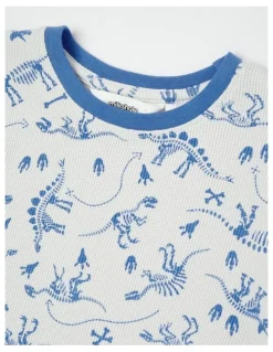 Milkshake Dino Short Sleeve T-Shirt & Pants Pyjamas in Bright Blue