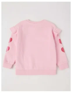 Milkshake Essentials Crew Sweat in Metallic Heart in Pink