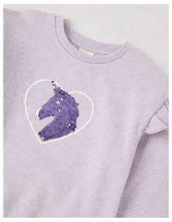 Milkshake Essentials Crew Sweat in Unicorn Heart in Purple