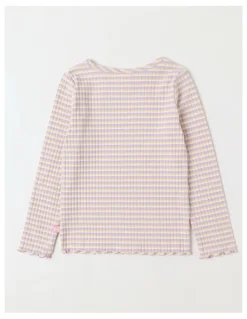 Milkshake Essentials Long Sleeve Rib Tee in Purple & Yellow Stripe