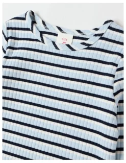 Milkshake Essentials Long Sleeve Rib Tee in Blue Stripe