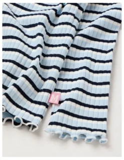 Milkshake Essentials Long Sleeve Rib Tee in Blue Stripe