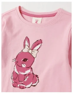 Milkshake Essentials Long Sleeve Tee in Pink Bunny