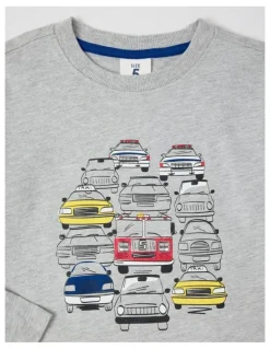 Milkshake Essentials Long Sleeve T-Shirt in Cars Grey Marle
