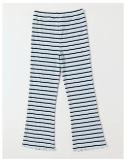 Milkshake Essentials Ribbed Flare Legging in Blue Stripe