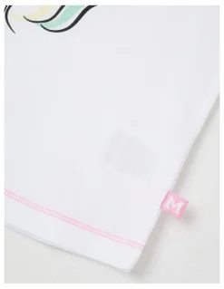 Milkshake Essentials Short Sleeve Print Tee in Unicorn White
