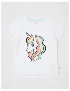 Milkshake Essentials Short Sleeve Print Tee in Unicorn White