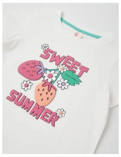 Milkshake Essentials Short Sleeve Print Tee in Sweet Summer Berries in White