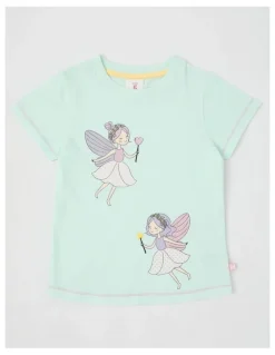 Milkshake Essentials Short Sleeve Print Tee in Flying Fairies/Mint