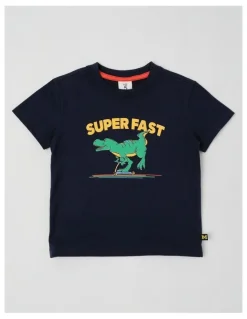Milkshake Essentials Short Sleeve Print Tee in Super Fast Scooter Dino/Navy