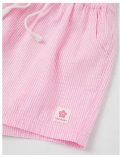 Milkshake Essentials Woven Short in Ticking Stripe in Pink