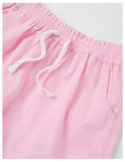 Milkshake Essentials Woven Short in Ticking Stripe in Pink