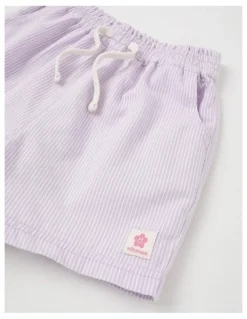 Milkshake Essentials Woven Short in Ticking Stripe in Lilac