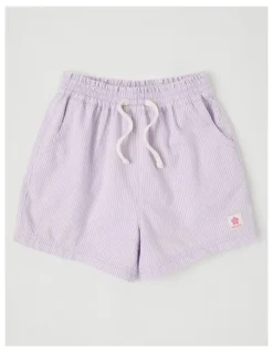 Milkshake Essentials Woven Short in Ticking Stripe in Lilac