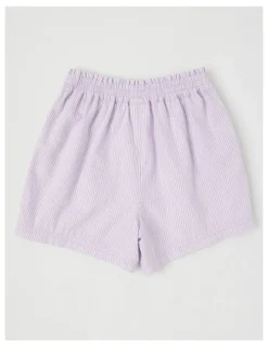 Milkshake Essentials Woven Short in Ticking Stripe in Lilac