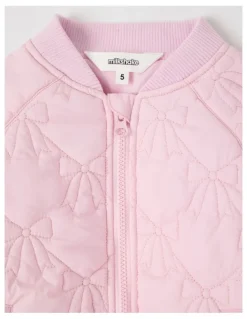 Milkshake Flower Quilted Bomber Jacket in Pink