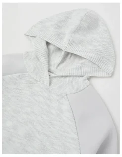 Milkshake Hooded Raglan Knit Pull Over in Grey Marle