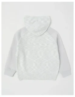 Milkshake Hooded Raglan Knit Pull Over in Grey Marle