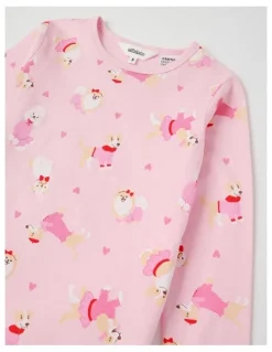 Milkshake Knit Dogs Pyjamas in Baby Pink