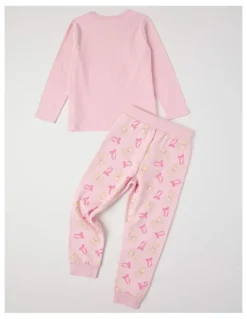 Milkshake Knit Fleece Bear Pyjamas in Baby Pink