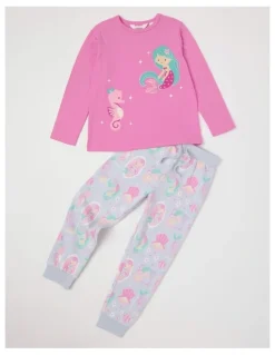 Milkshake Knit/Fleece Mermaid Pyjamas in Fuchsia
