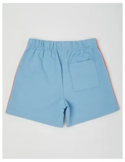 Milkshake Knit French Terry Short With Side Stripe in Light Blue